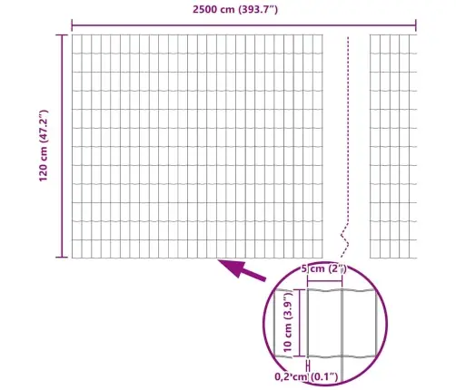 Euroopa Aed Roheline 1.2 X 25 M Pvc-Kaetud Raud