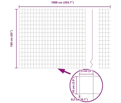 Euroopa Aed Hall 1.6 X 10 M Pvc-Kaetud Raud