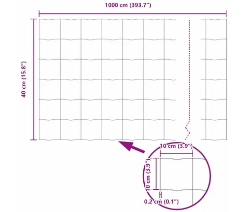Euroopa Aed Hall 0.4 X 10 M Pvc-Kaetud Raud