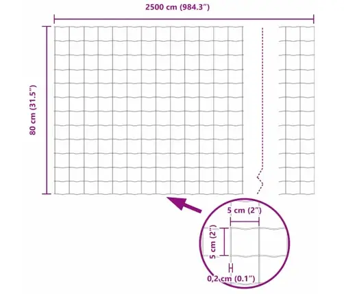 Euroopa Aed Hall 0.8 X 25 M Pvc-Kaetud Raud