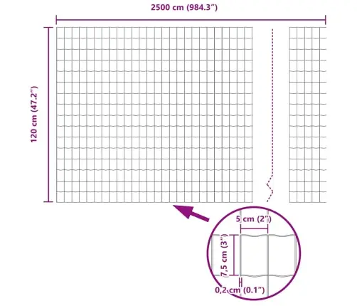 Euro Žogs Pelēks 1.2X25 M Tērauds Vidaxl