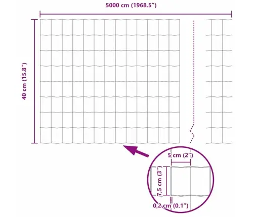 Eiro Žogs Pelēks 0.4X50 M Metāls Vidaxl