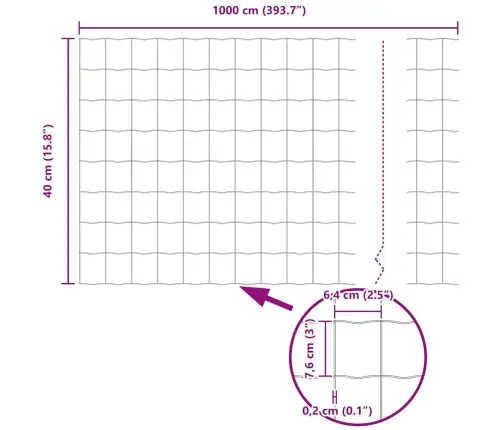 Pelēks Eiropas Žogs 0.4X10 M Tērauds Vidaxl