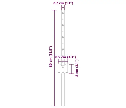 Žoga Stabi 22 Pcs Zaļa 80 X 2.7 X 2.7 Cm Tērauds Vidaxl