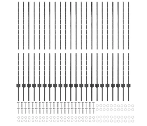 Sudraba Žogu Stabi 44 Pcs Pelēka 140 Cm Metāla Vidaxl