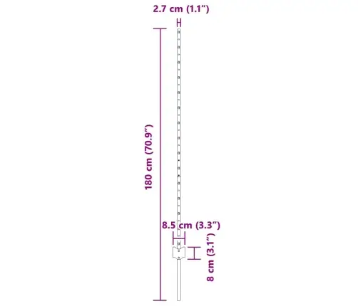 Tvorelės Stulpas 44 Pcs Sidabro 180 Cm Plienas
