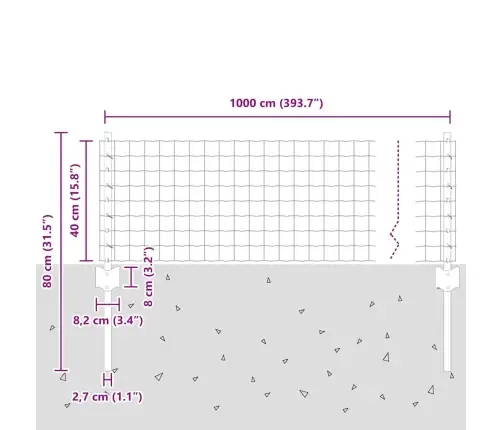 Tvora Su Stulpais Žalia 0.4 X 10 M Plienas