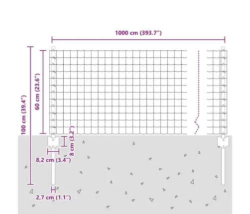 Eiropas Žogs Ar 5 U Posteņiem Zaļš 0.6X10 M Tērauds Vidaxl