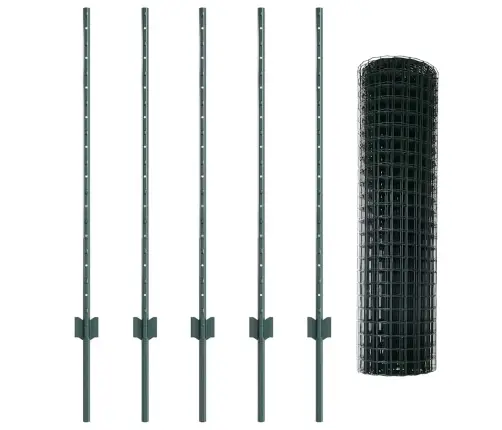 Eiropas Žogs Ar 5 U Stabiem Zaļš 1X10 M Tērauds Vidaxl