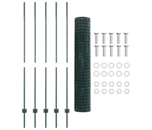 Eiro Žogs Ar 5 U Stabiem Zaļais 1.5X10 M Tērauds Vidaxl