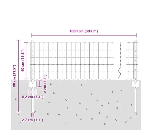 Tvora Su Stulpais Žalia 0,4 X 10 M Plienas Ir Pvc