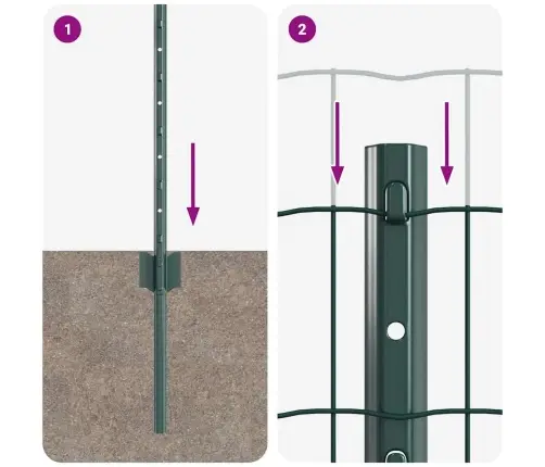 Tvora Su Stulpais Žalia 0,6 X 10 M Plienas Ir Pvc