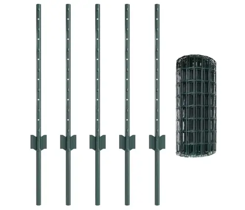 Tvora Su Stulpais Žalia 0,6 X 10 M Plienas Ir Pvc