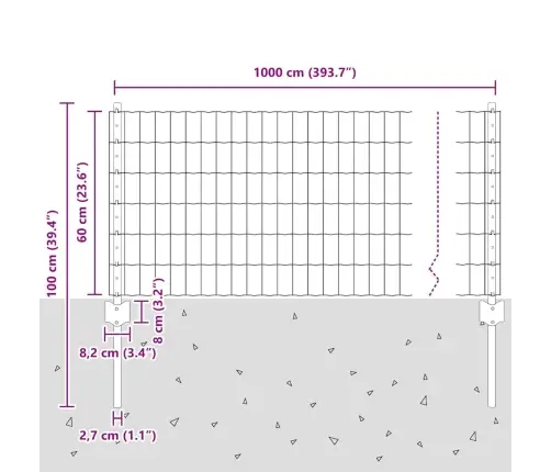 Tvora Su Stulpais Žalia 0,6 X 10 M Plienas Ir Pvc
