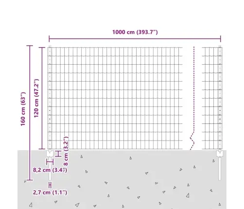 Tvora Su Stulpais Žalia 1.2 X 10 M Plienas