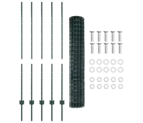 Vidaxl Zaļais Eiropas Žogs Ar 5 U Stabiem 1.4X10 M Tēraudā