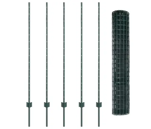 Vidaxl Zaļais Eiropas Žogs Ar 5 U Stabiem 1.4X10 M Tēraudā