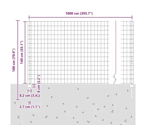 Eiropas Žogs Ar 5 U Stabiem Zaļš 1,4X10 M Tērauds Vidaxl