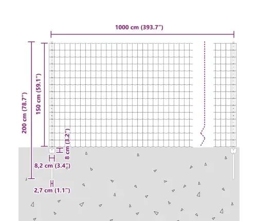 Euro Fence Ar 5 U Balstiem Zaļš 1.5X10 M Tērauds Vidaxl