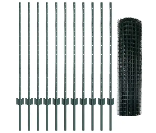 Eiropas Žogs Ar 11 U Stabiem Zaļš 1X25 M Tērauds Vidaxl