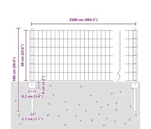 Eiropas Žogs Ar 11 U Stabiem Zaļš 0,6X25 M Tērauds Vidaxl