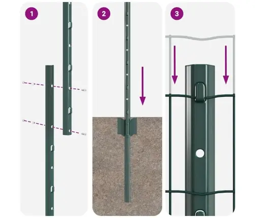 Tvora Su Stulpais Žalia 1 X 25 M Plienas Ir Pvc