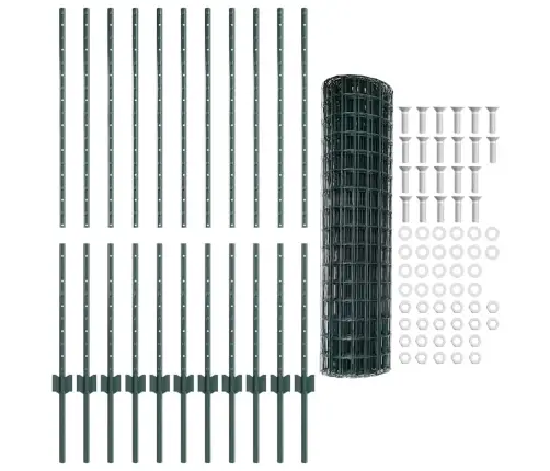 Eiropas Žogs Ar 11 U Balstiem Zaļš 1,2X25 M Tērauds Vidaxl