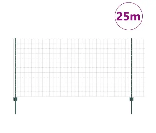 Eiropas Žogs Ar 11 U Balstiem Zaļš 1,2X25 M Tērauds Vidaxl
