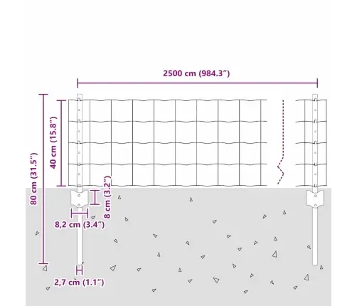 Tvora Su Stulpais Žalia 0.4 X 25 M Plienas