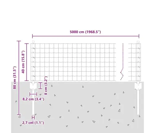Tvora Su Stulpais Žalia 0,4 X 50 M Plienas Ir Pvc