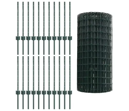 Eiropas Žogs Ar 22 U Stabiem Zaļš 0,6X50 M Tērauds Vidaxl