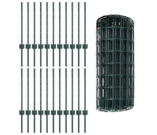 Eiropas Žogs Ar 22 U Stabiem Zaļš 0,6X50 M Tērauds Vidaxl