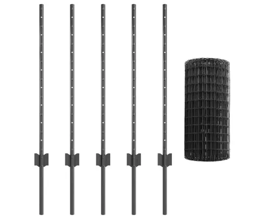 Eiropas Žogs Ar 5 U Stabiem Pelēks 0,8X10 M Tērauds Vidaxl