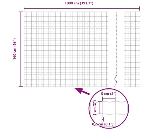 Euro Žogs Ar 10 U Stiprinājumiem Pelēks 1,6X10 M Tērauds Vidaxl