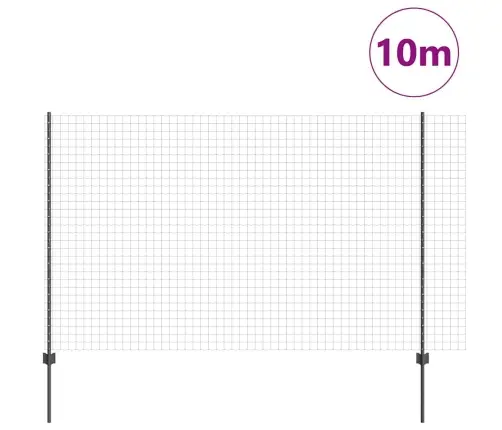 Euro Žogs Ar 10 U Stiprinājumiem Pelēks 1,6X10 M Tērauds Vidaxl