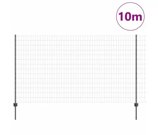 Eiro Žogs Ar 10 U Stabiem Pelēks 1,4X10 M Tērauds Vidaxl Eiro Žogs Ar 10 U Stabiem Pelēks 1,4X10 M Tērauds Vidaxl