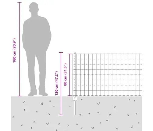 Tvora Su Stulpais Pilka 0.8 X 10 M Plienas