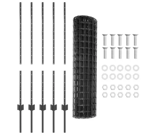 Eiropas Žogs Ar 10 U Stabiem Pelēks 1X10 M Tērauds Vidaxl