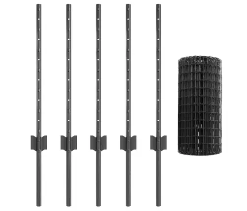 Tvora Su Stulpais Pilka 0,6 X 10 M Plienas Ir Pvc