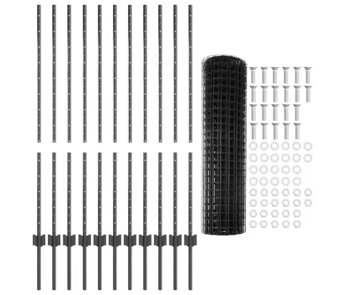 Eiropas Žogs Ar 22 U Stabiem Pelēks 1.2X25 M Tērauds Vidaxl