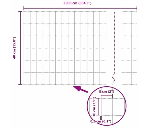 Euro Žogs Ar 11 U Stabiem Pelēks 0,4X25 M Tērauds Vidaxl
