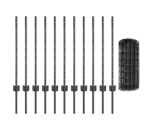 Eiropas Žogs Ar 11 U Stabiem Pelēks 0,8X25 M Tērauds Vidaxl