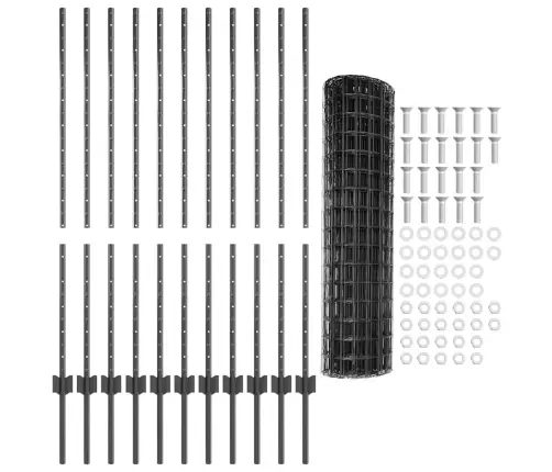 Eiropas Žogs Ar 22 U Stabiem Pelēks 1,2X25 M Tērauds Vidaxl