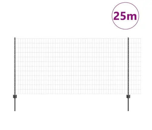 Eiropas Žogs Ar 22 U Stabiem Pelēks 1,2X25 M Tērauds Vidaxl