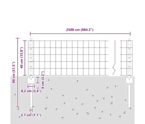 Tvora Su Stulpais Pilka 1 X 25 M Plienas