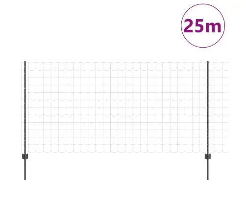 Euro Žogs Ar 22 U Stabiem Pelēks 1,2X25 M Tērauds Vidaxl