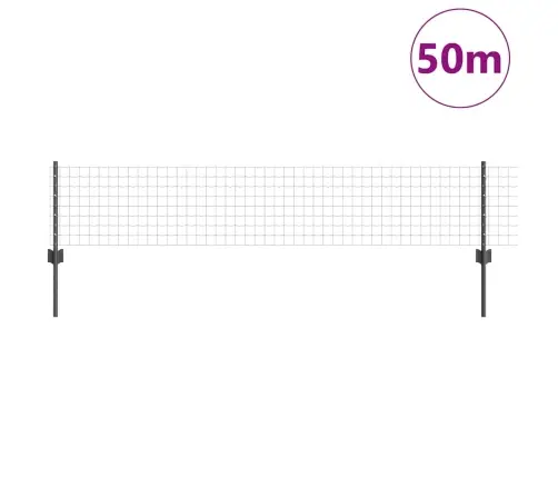 Eiro Žogs Ar 22 U Stabiem Pelēks 0.4X50 M Tērauds Vidaxl