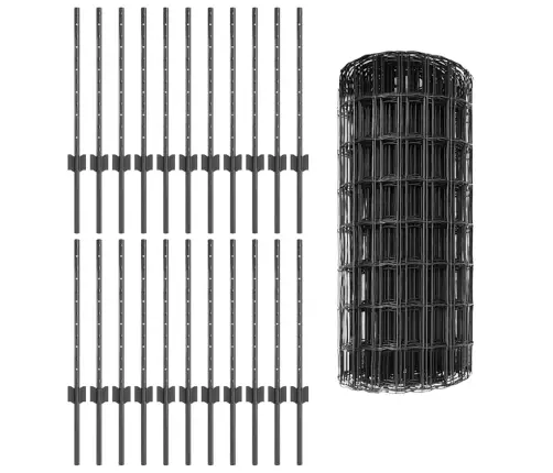 Eiro Žogs Ar 22 U Stabiem Pelēks 0,6X50 M Tērauds Vidaxl