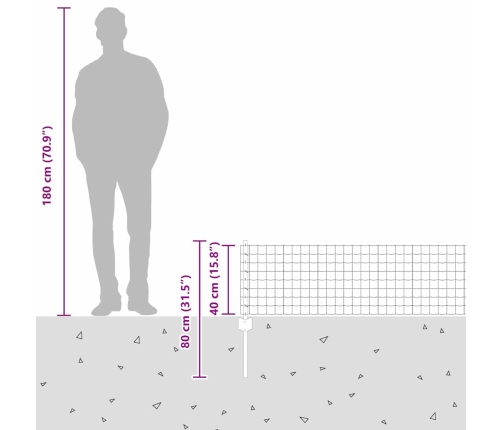 Tvora Su Stulpais Pilka 0.4 X 50 M Plienas
