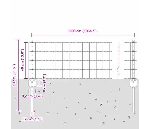 Tvora Ir Stulpas Pilka 0,4 X 50 M Plienas